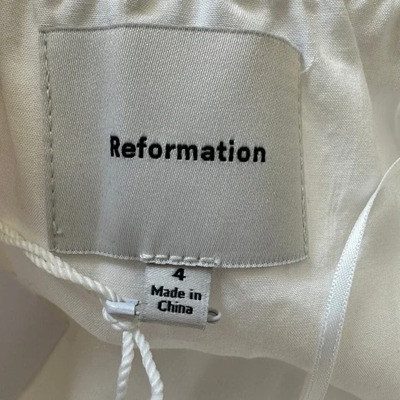 NWT Reformation Essie Linen Top White w Black Bows 4 - Picture 7 of 13